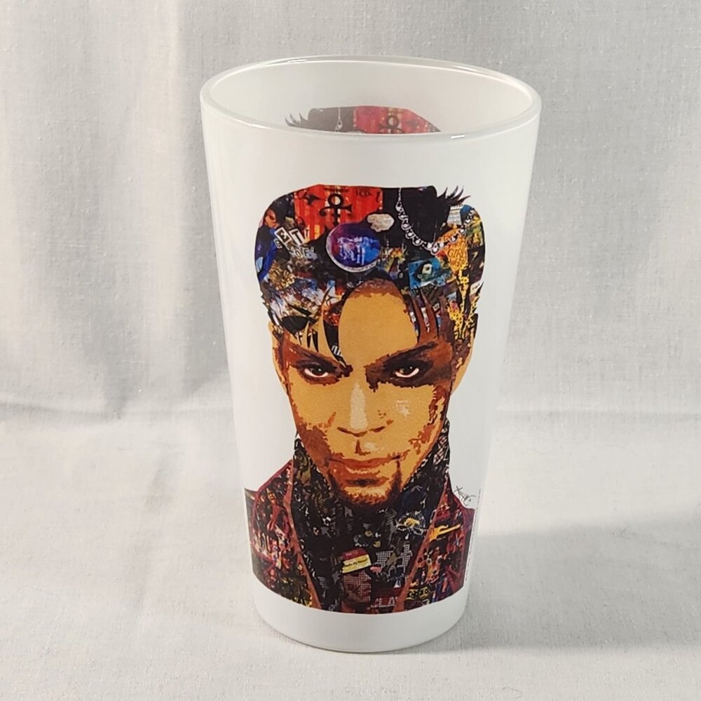 Prince the Artist Glass Tumbler Cup Kristi Abbott Collage Purple Rain Limited Ed